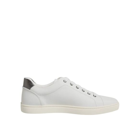 Dolce & Gabbana White Leather Heart Embellished Sneakers Men's Shoes (Pre-Owned)